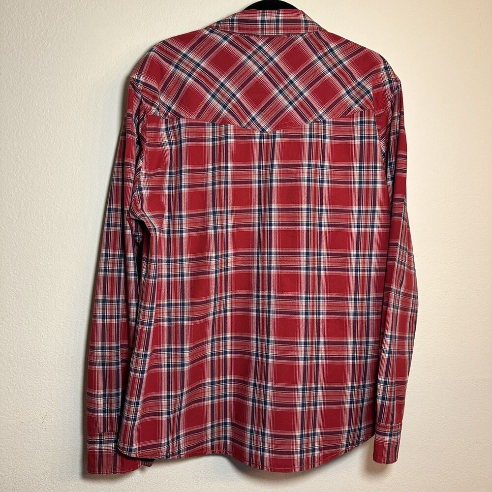 Roebuck & Co Vintage Western-style Cowboy Red, W, & B with Pearl Snaps Large - Picture 7 of 14